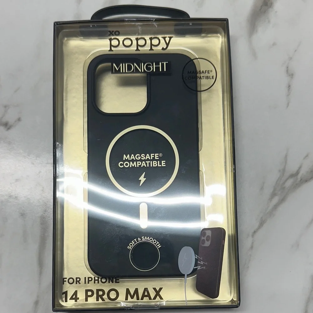 XO Poppy Midnight MagSafe Case for iPhone 14 Pro Max – Black Soft Touch